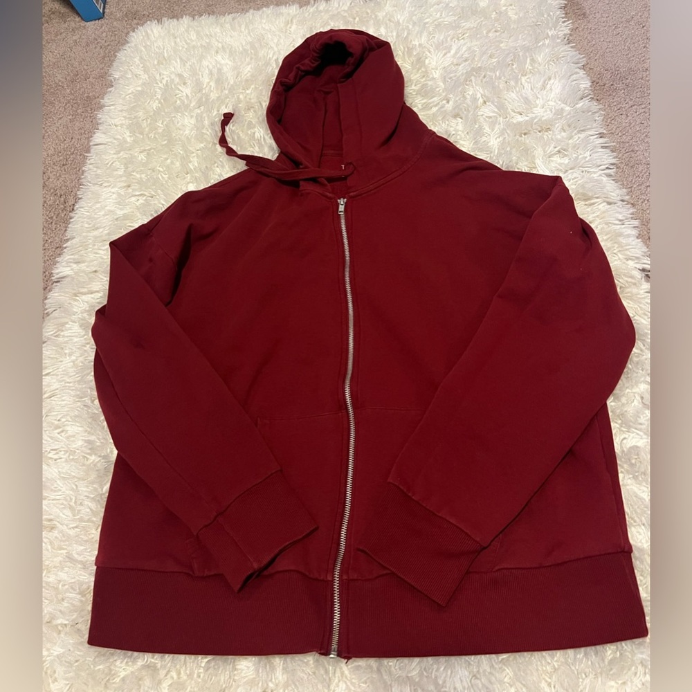 Red zip up jacket